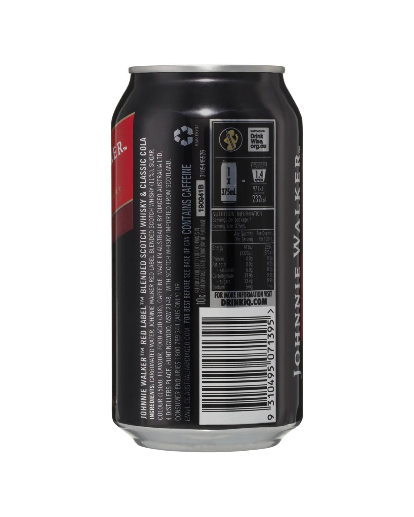 Johnnie Walker Red Label & Cola 375mL Cans 4.6%