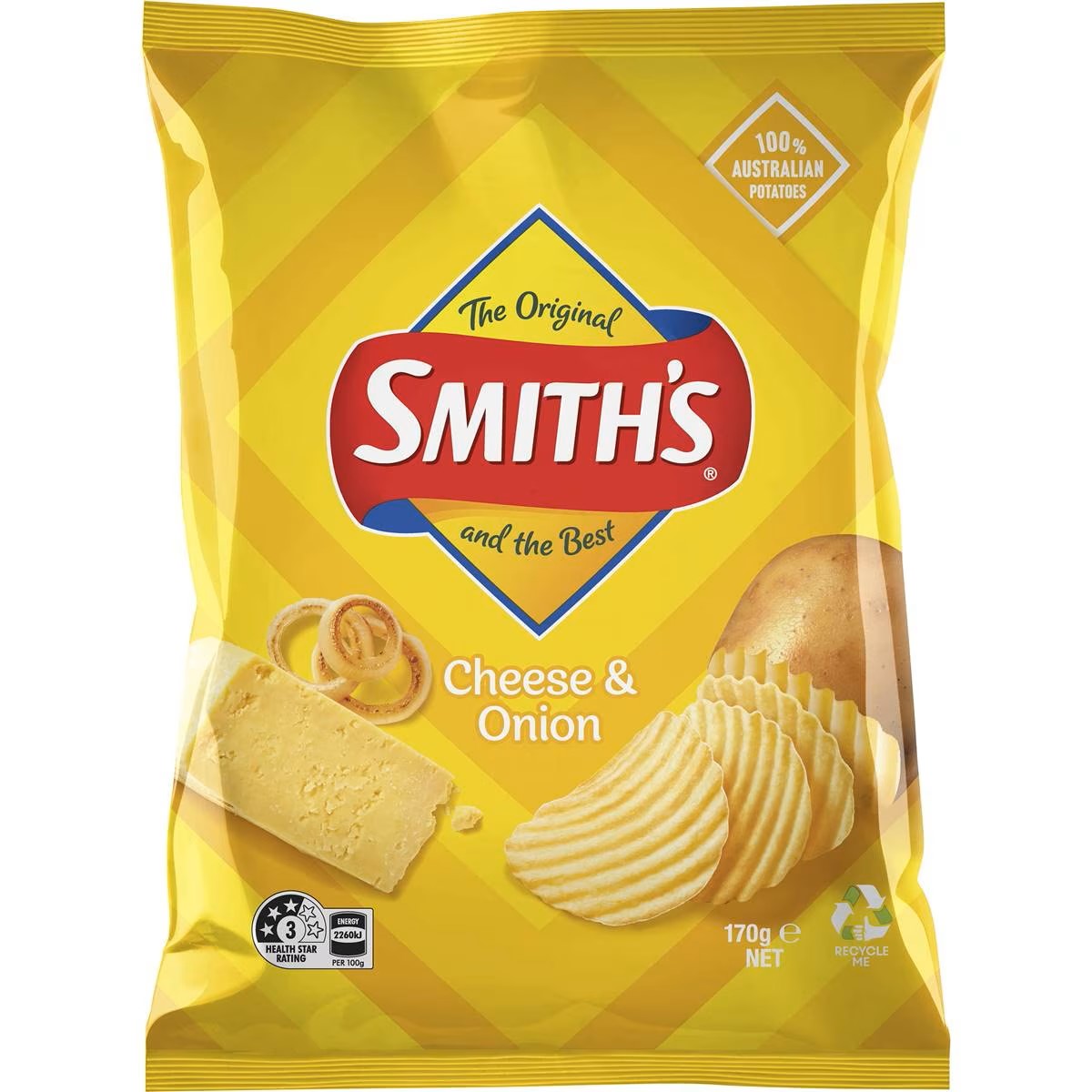 Smiths Crinkle Cut Cheese And Onion Potato Chips 170g