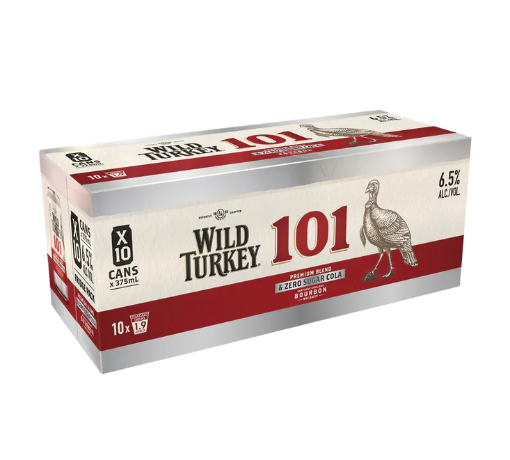 Wild Turkey 101 & Zero Sugar Cola 375mL Cans 6.5%